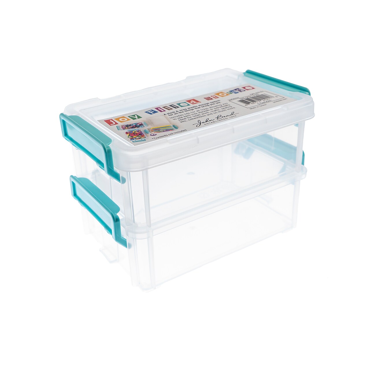 John Bead 5.5" Joy Filled Clear Stackable Organizer with Lids